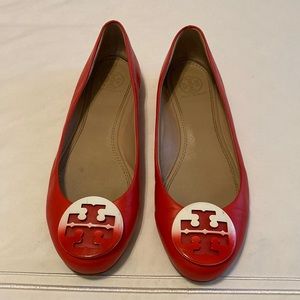 Tory Burch red leather ballet flats